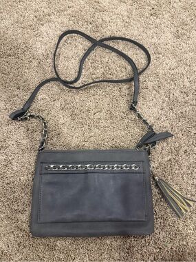 Jessica Simpson Gray Crossbody Bag Chain Detail Tassel Purse